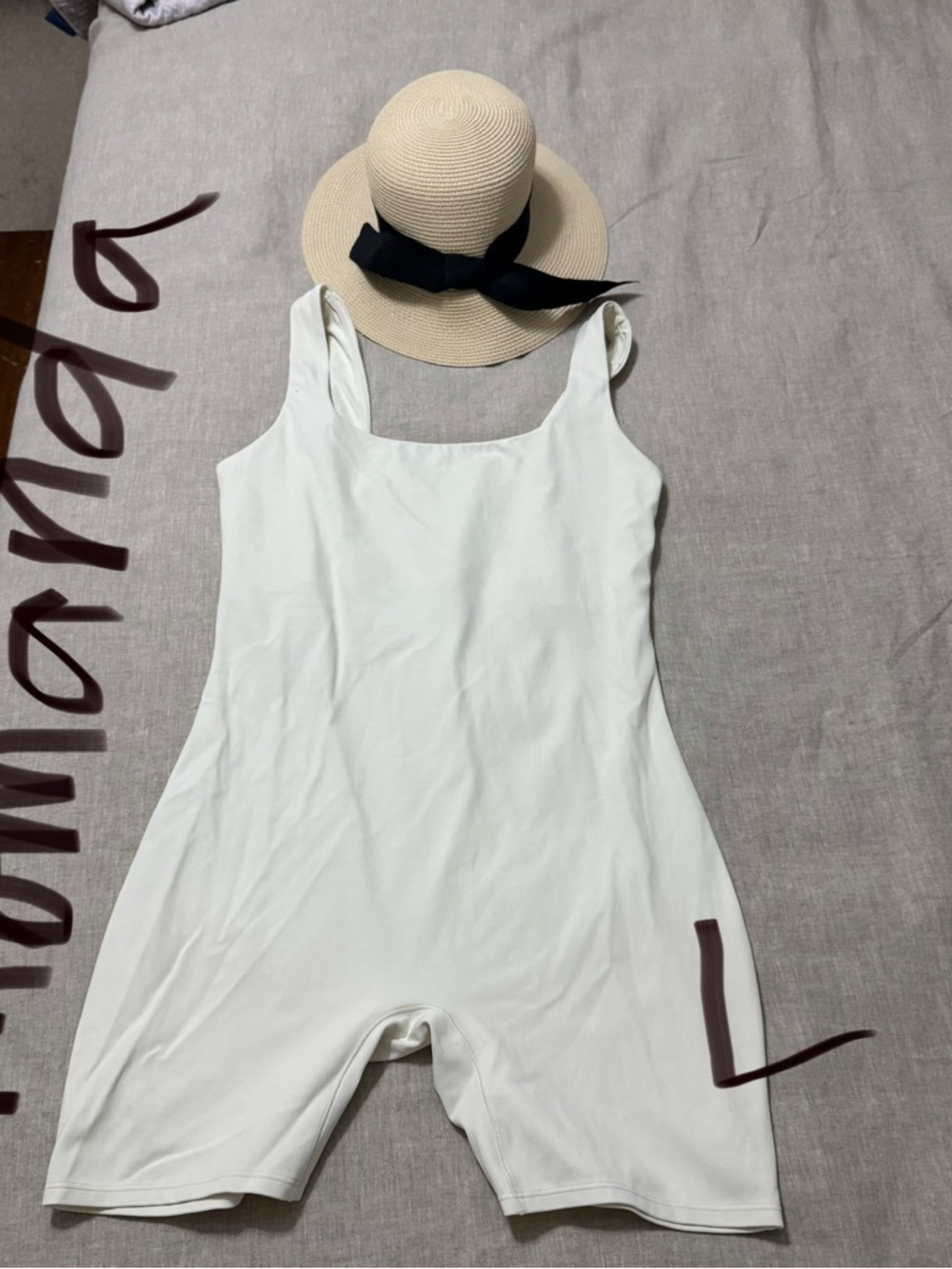 Women's Cream Sleeveless Square-Neck Romper Jumpsuit